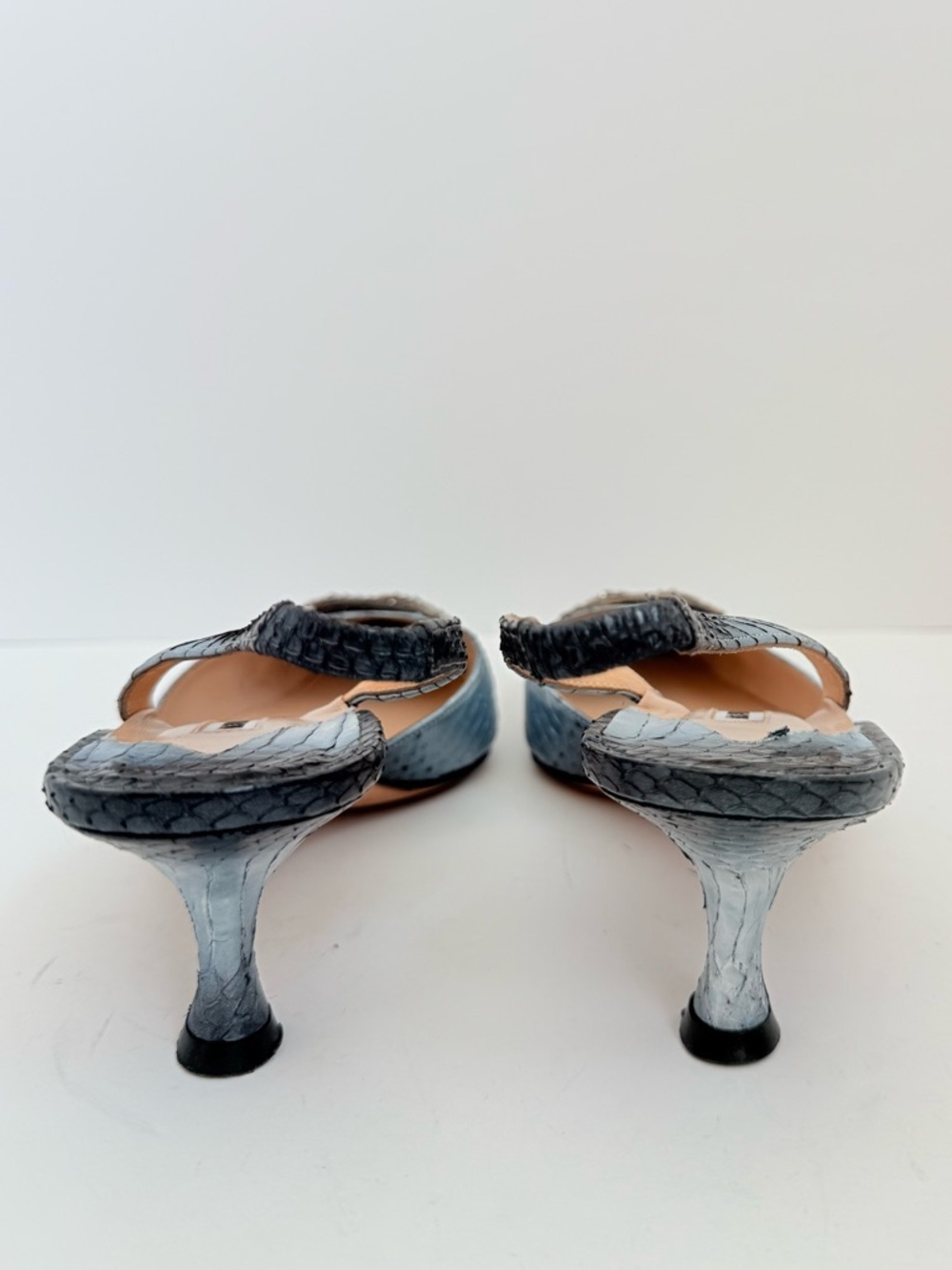 Manolo Blahnik Archive Python Slingback Heels Filigree Crystal Buckle EU 37.5 - Picture 6 of 10